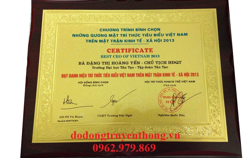 Bằng khen bằng đồng tặng cá nhân xuất sắc